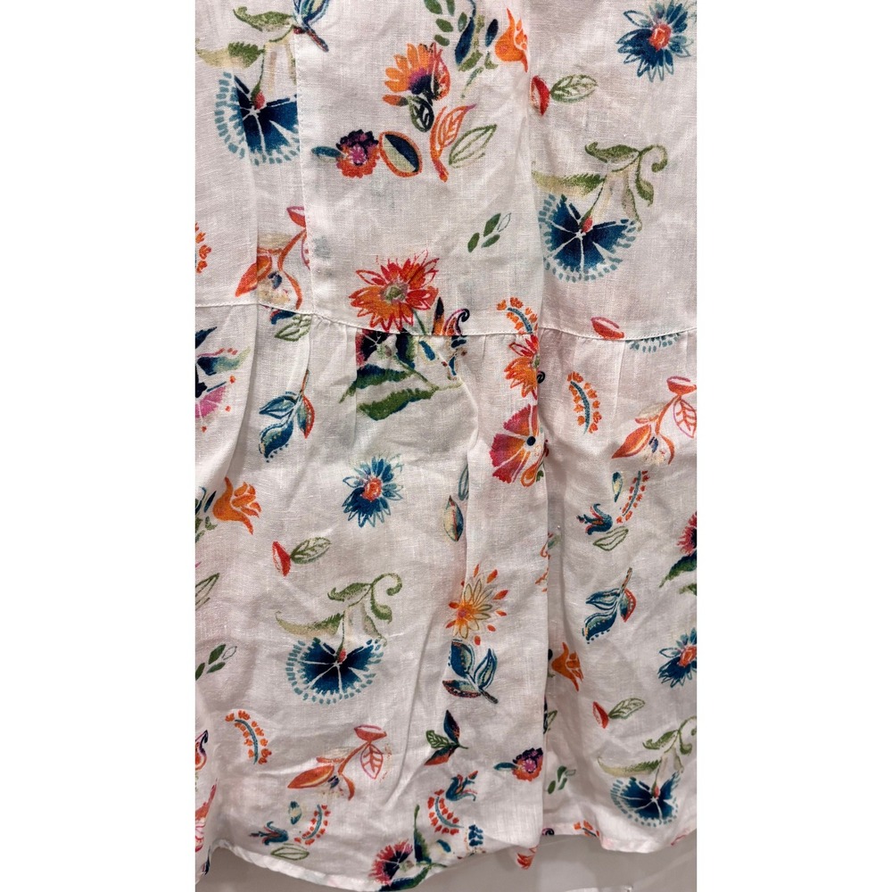 J. Jill Love Linen Sleeveless Floral Button Down Tunic Top White Small - Picture 3 of 5